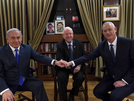 פגישת נתניהו גנץ וריבלין בבית הנשיא פגישת נתניהו גנץ וריבלין בבית הנשיא