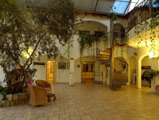 מלון אמירי הגליל-לובי המלון, באמצע עץ ומתחתיו כורס