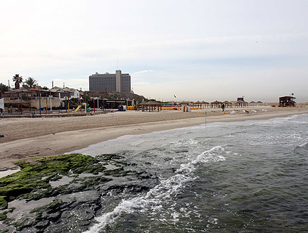 ים, חוף עם מתקני ילדים ומלון בנמל תל אביב (צילום: עודד קרני)