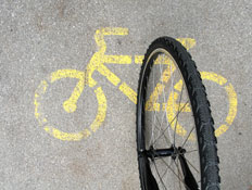 גלגל אופניים על סימון שביל אופניים (צילום: SXC)