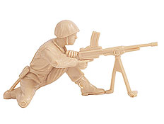 חייל צעצוע בהיר מכוון נשק בכריעה (צילום: jupiter images)