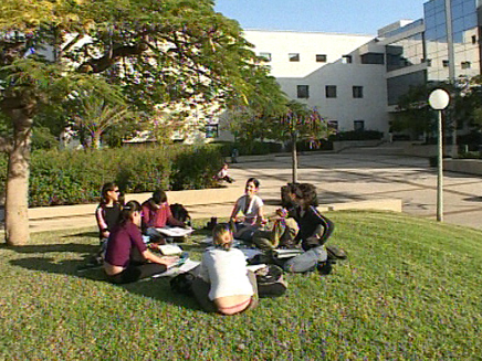 סטודנטים יושבים על הדשא (צילום: חדשות)