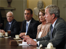 בוש בישיבה בקונגרס (צילום: רויטרס)