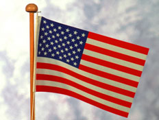 דגל ארה"ב על ערימת מטבעות