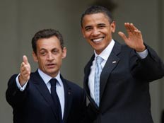 נשיא צרפת סרקוזי והנשיא הנבחר אובמה, ארכיון (צילום: רויטרס)