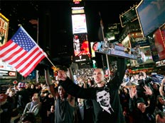 חגיגות בניו יורק לאחר שברק אובמה נבחר לנשיאות