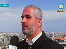 דובר חמאס ברהום. נאום מוקלט (צילום: שידורי הטלויזיה הערבית)