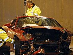 הרכב של רונאלדו לאחר תאונת דרכים (צילום: רויטרס)