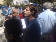 יואל שליט בהפגנה (צילום: יוסי זילברמן)