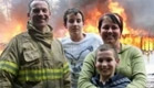 משפחת כבאי על רקע שריפה