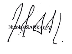 חתימתו של ניקולא סרקוזי נשיא צרפת (צילום: חדשות 2)