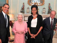 אובמה נפגש עם מלכת אנגליה (צילום: רויטרס)