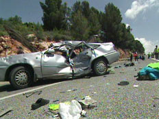 תאונת דרכים בדרך למירון (צילום: חדשות 2)
