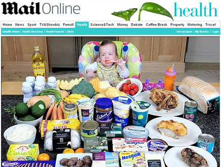 תינוקת שאוכלת מאכלים משמינים (צילום: מתוך אתר ה dailymail)