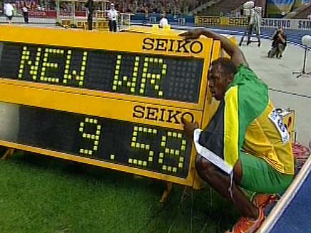 בולט, שיא עולם ב100 מטר (צילום: חדשות 2)