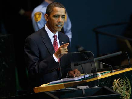 ברק אובמה נואם בעצרת האו"ם (צילום: חדשות 2)