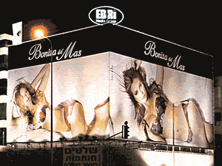 שלט חוצות של בוניטה דה מאס עם בר רפאלי (צילום: חדשות 2)