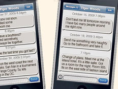 הודעות SMS של טייגר ופילגשו לכאורה (צילום: The Sun)