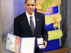 אובמה מקבל פרס נובל לשלום (צילום: רויטרס)