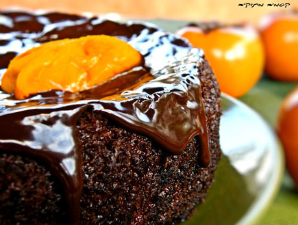 עוגת אפרסמון מצופה שוקולד (צילום: דליה מאיר, קסמים מתוקים)