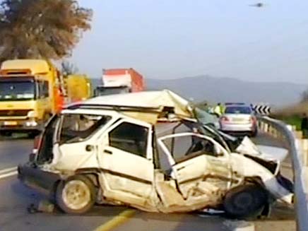 תאונת דרכים בצומת מגידו (צילום: חדשות 2)