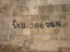 גרפיטי נגד משה גפני (צילום: סוכנות הידיעות "חדשות 24")