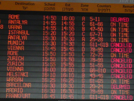לוח הטיסות בנמל התעופה בן גוריון (צילום: חדשות 2)