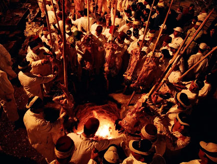 זבח הפסח בהר גריזים (צילום: אמנון כפיר)