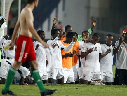 נבחרת גאנה חוגגת העפלה למונדיאל. נבחרת סימפטית מאוד, אך חסרת ניסיו (צילום: מערכת ONE)