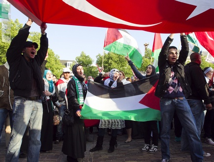 הפגנה פרו פלסטינאית. הנושא הגיע גם לספורט (רויטרס) (צילום: מערכת ONE)