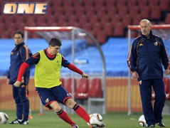 פרננדו טורס באימון נבחרת ספרד לקראת המשחק (רויטרס)