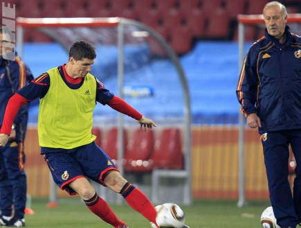 פרננדו טורס באימון נבחרת ספרד לקראת המשחק (רויטרס) (צילום: מערכת ONE)