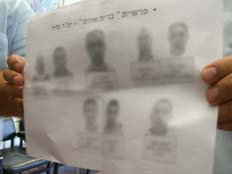 המשטרה מציגה את תמונות החשודים, היום בביהמ"ש (צילום: פוראת נסאר)