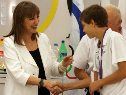 לבנת וזוכה מדליית הזהב בטקוואנדו, חיימוביץ (יניב גונן) (צילום: מערכת ONE)