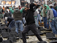 המהומות במשחק בין בשיקטאש לבורסאספור (רויטרס) (צילום: מערכת ONE)