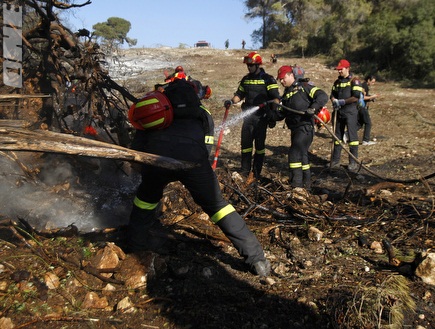 הכבאים בכרמל. יזכו למפגן הצדעה (רויטרס) (צילום: מערכת ONE)