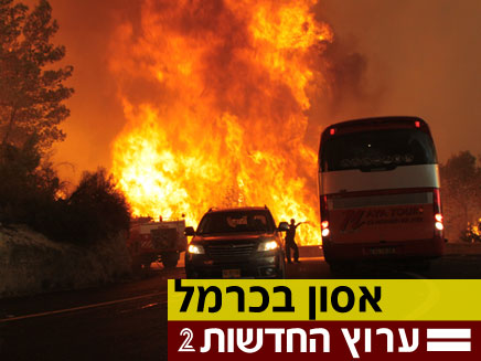 שריפת ענק בכרמל - תיעוד האוטובוס שעלה באש (צילום: אלי יבנילוביץ)