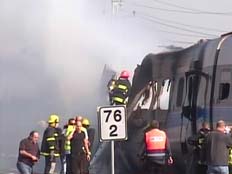 שריפה ברכבת סמוך לשפיים (צילום: חדשות 2)