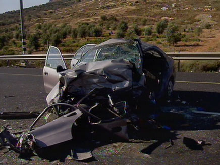 תאונת הדרכים ליד שילה (צילום: חדשות 2)