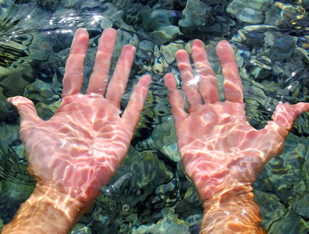 ידיים בתוך מים צלולים (אילוסטרציה) (צילום: LUNAMARINA, Istock)