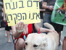 הפגנה מול שגרירות אוקראינה - נגד הרג הכלבים (צילום: ראובן שניידר )