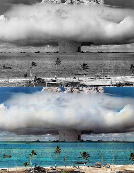 הפיצוץ באיי ביקיני (מקור: לא ידוע) (צילום: צבא ארצות הברית)