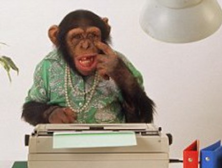 קופים הקלידו אקראית את כל יצירות שייקספיר. בערך (וידאו WMV: dailymail.co.uk)