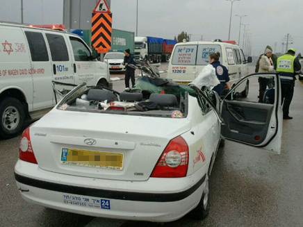 זירת התאונה, היום בכביש 3 (צילום: מני עזריאל, מתנדב זק"א ואיחוד הצלה דרום)