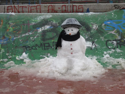 איש שלג מחופש (צילום: שמחה ליבוביץ, סוכנות הידיעות "חדשות 24")