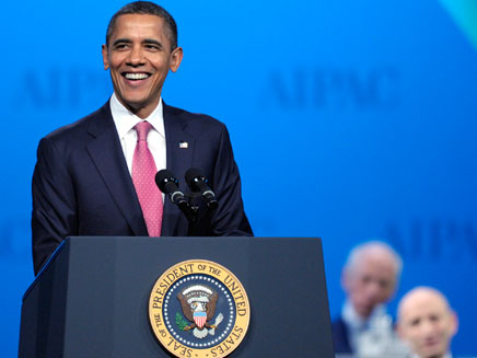 אובמה נואם באייפא"ק (צילום: AP)
