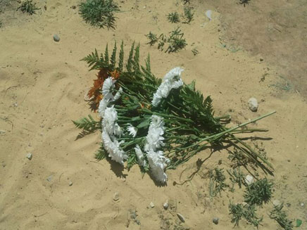 זרי פרחים על מקום בו התרחש הרצח (צילום: חדשות 2)