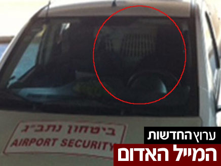 נתב"ג: כלב כלוא ברכב ביטחון סגור (צילום: צביקה שטרן, המייל האדום)