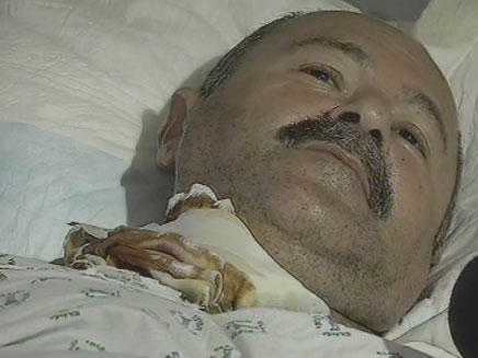 הפצוע מפגיעת הקסאם, היום (צילום: חדשות 2)
