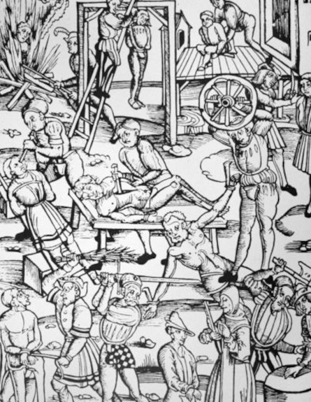 תחריט עץ משנת 1508 המציג הענשת מכשפות